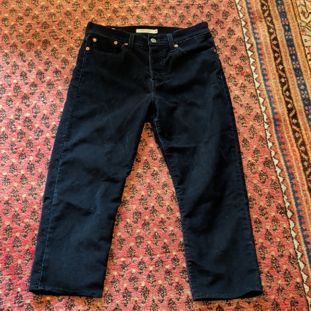 Levi's Wedgie Straight Pants In Black Corduroy